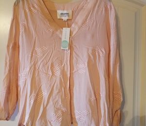 Alice Blue Byron Split Neck Top Light Pink